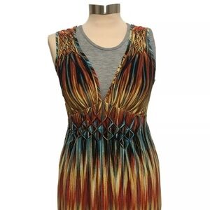 Sundress Decoded Size Small Belted Multicolor V Neck